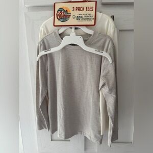 C & C California Girls Basic Organic Cotton Tees - 2 Grey & Ivory Tops Sz S 5 6